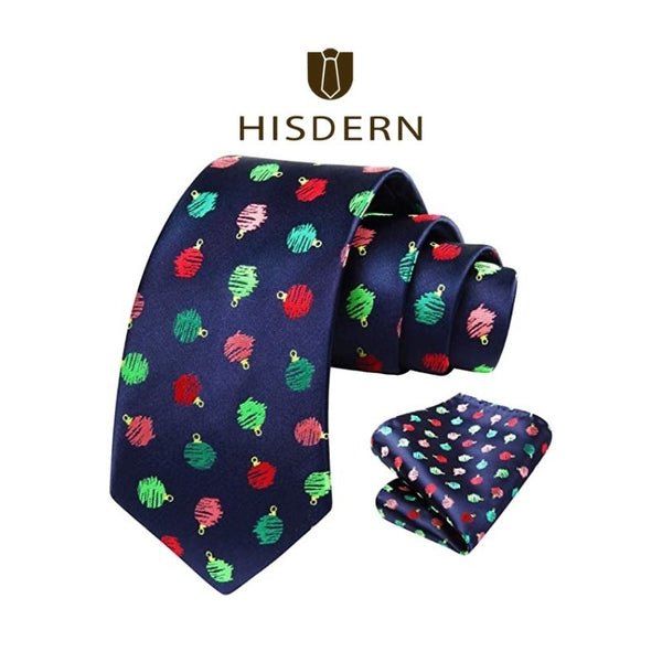 Christmas Ties For Men Holiday Festival Necktie Boys Funny Vacation Xmas Tie Handkerchief Pocket Square Set For Party