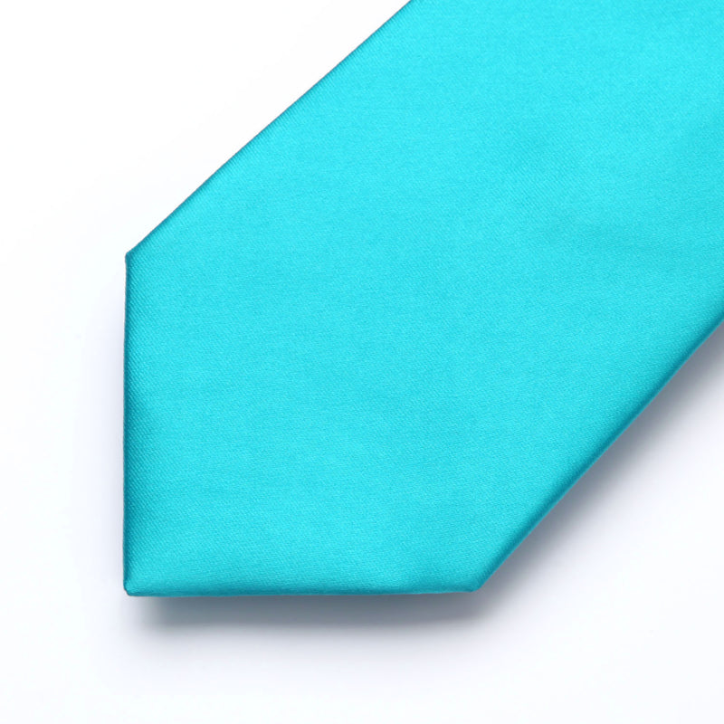 Solid Tie Handkerchief Set - B1-AQUA