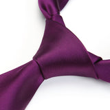 Solid Tie Handkerchief Set - EGGPLANT PURPLE