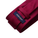 Solid Tie Handkerchief Set - BURGUNDY RED