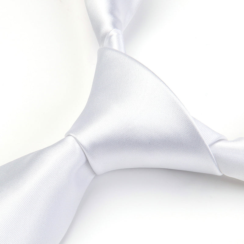 Solid Tie Handkerchief Set - WHITE