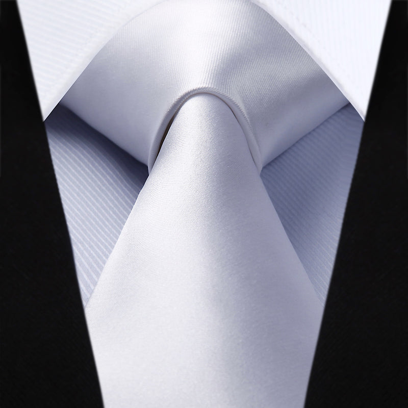 Solid Tie Handkerchief Set - WHITE