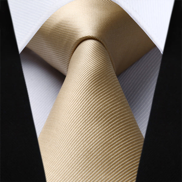 Solid Tie Handkerchief Set - M-CHAMPAGNE BEIGE