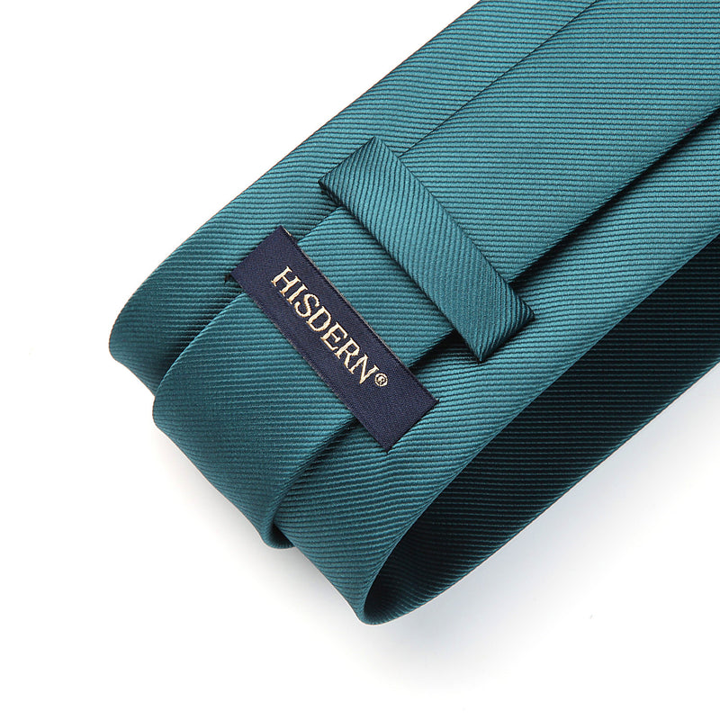 Solid Tie Handkerchief Set - 01 TEAL GREEN