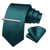 Solid Tie Handkerchief Set - 01 TEAL GREEN