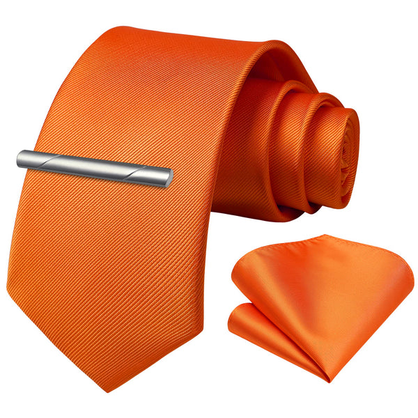 Solid Tie Handkerchief Set - ORANGE