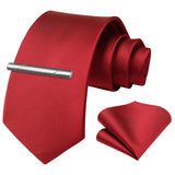 Solid Tie Handkerchief Set - RED