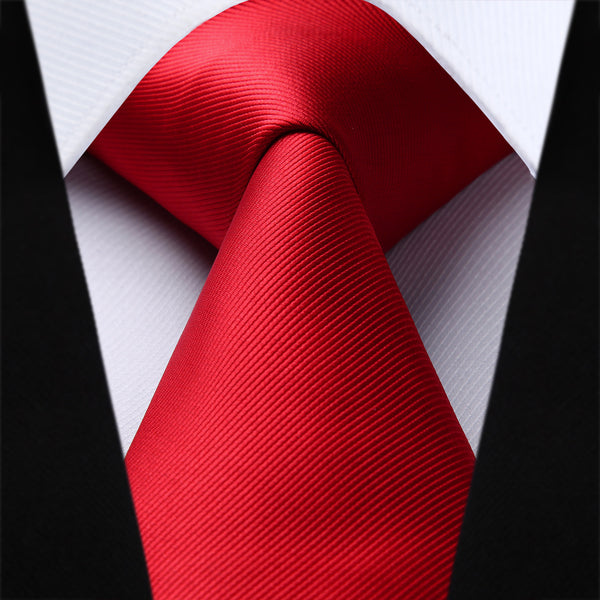 Solid Tie Handkerchief Set - J-RED