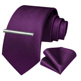 Solid Tie Handkerchief Set - PURPLE