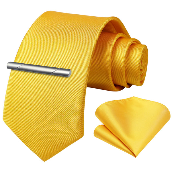 Solid 3.35 inch Tie Handkerchief Set - YELLOW