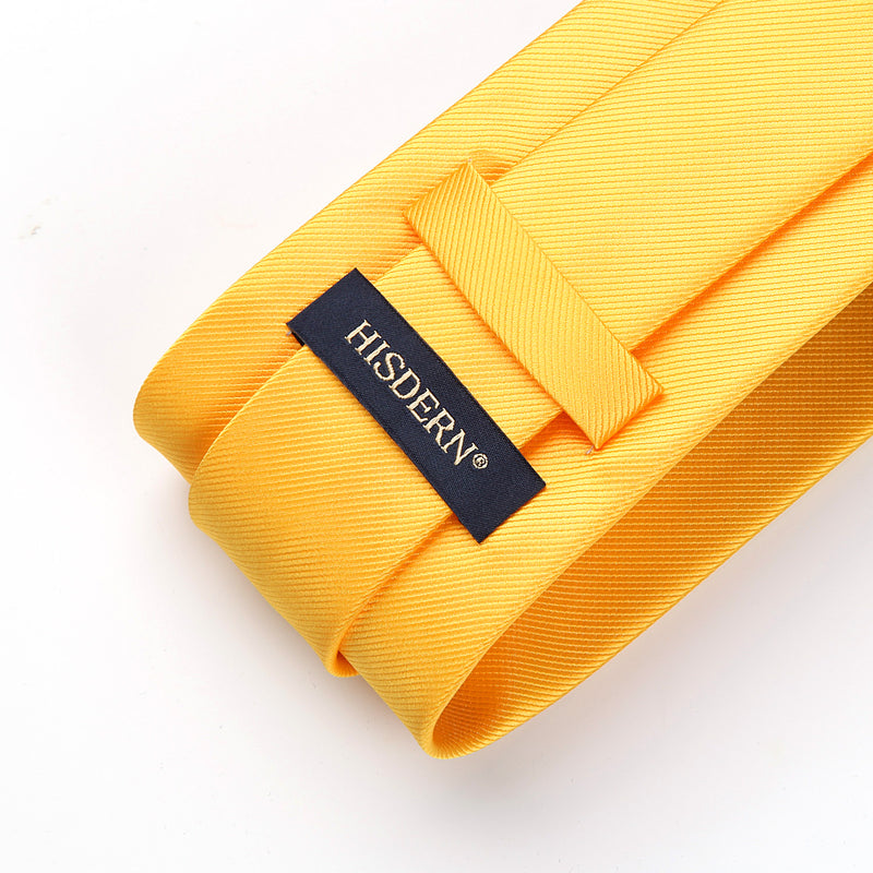 Solid Tie Handkerchief Set - N-YELLOW/MUSTARD