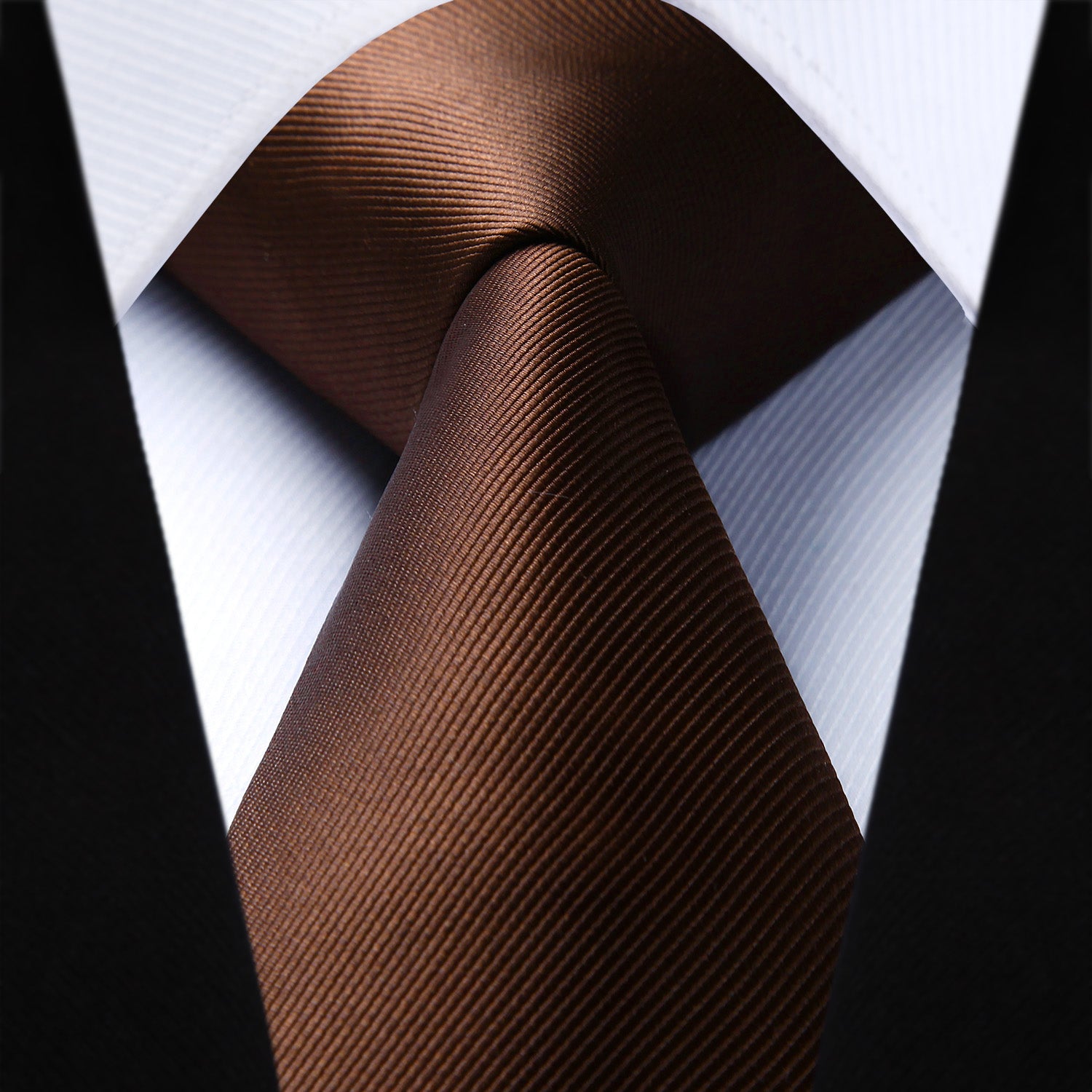 Hisdern Brown Solid Men's Tie Set for Formal & Wedding