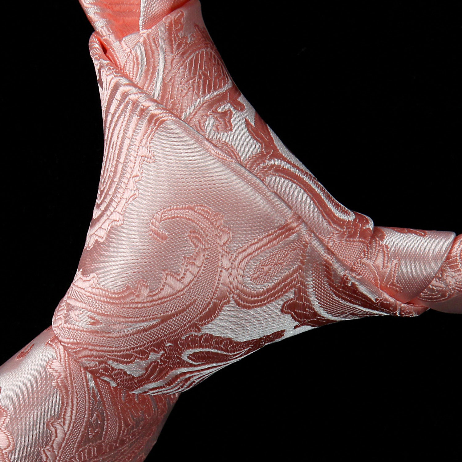 Paisley Solid Tie Handkerchief Set - A-PINK