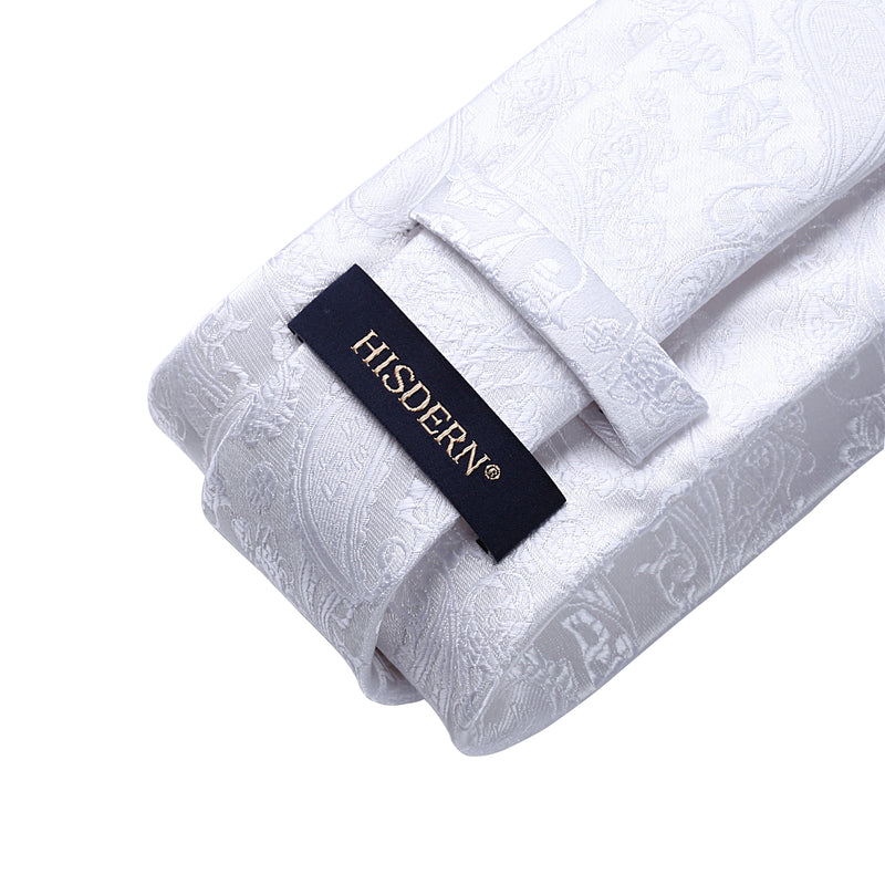 Paisley Tie Handkerchief Set - A3-WHITE