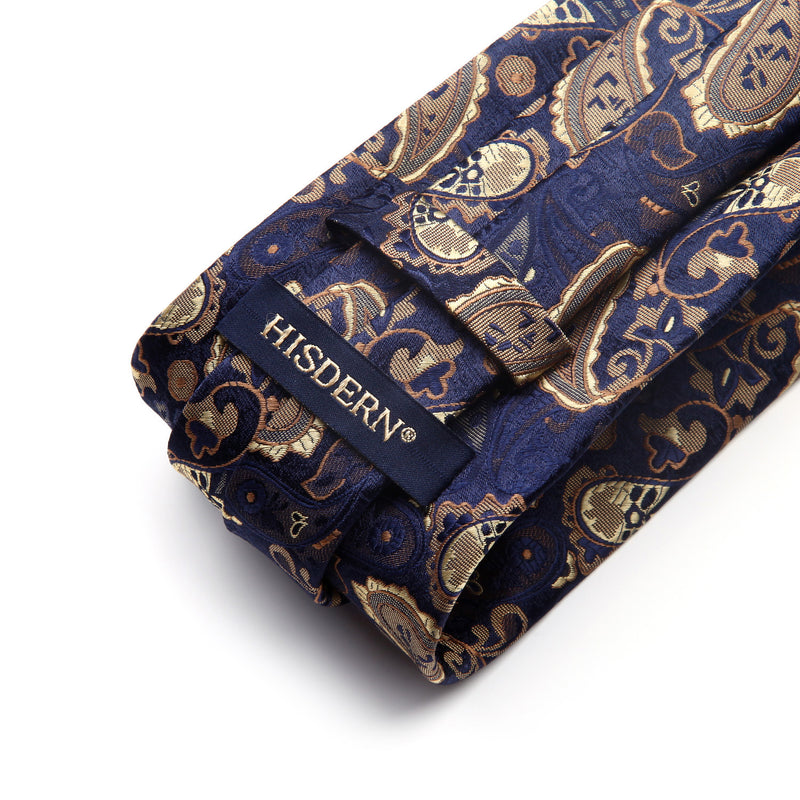 Paisley Floral Tie Handkerchief Set - BROWN/PURPLE