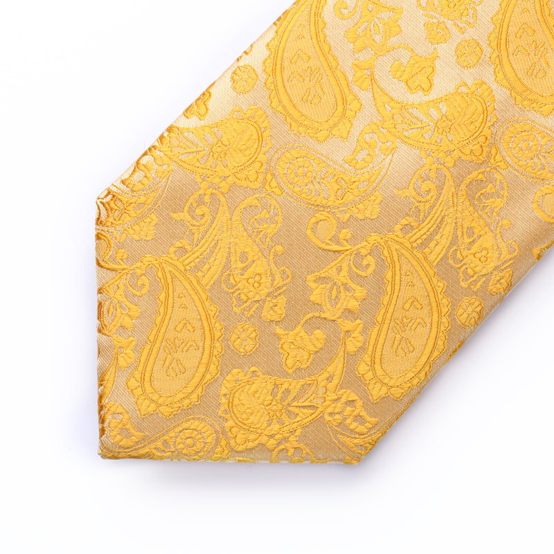 Paisley Tie Handkerchief Set - E6-YELLOW