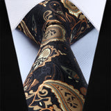 Paisley Floral Tie Handkerchief Set - GOLD/BLACK