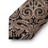 Paisley Floral Tie Handkerchief Set - BLACK/BROWN