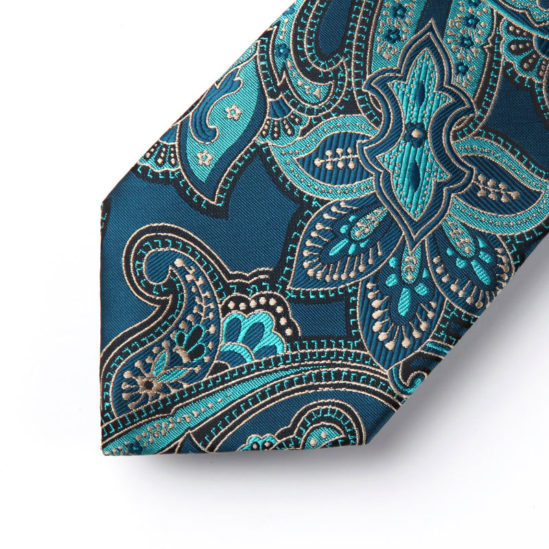 Paisley Tie Handkerchief Set - AQUA/BLUE