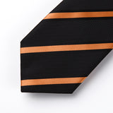 Stripe Tie Handkerchief Set - ORANGE/BLACK