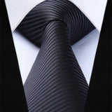 Stripe Tie Handkerchief Set - 03 BLACK
