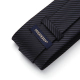 Stripe Tie Handkerchief Set - 03 BLACK