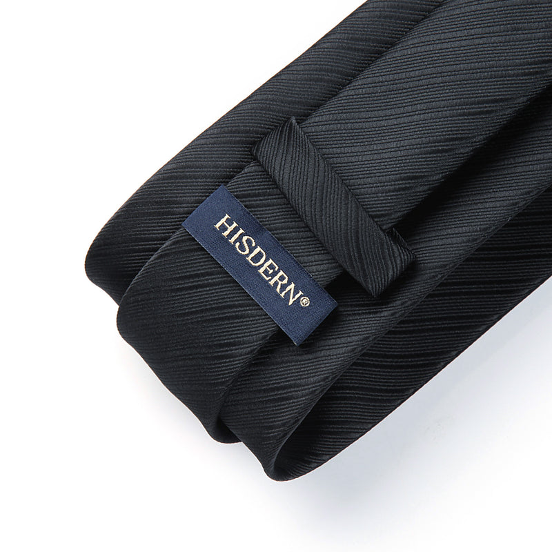 Stripe Tie Handkerchief Set - BLACK
