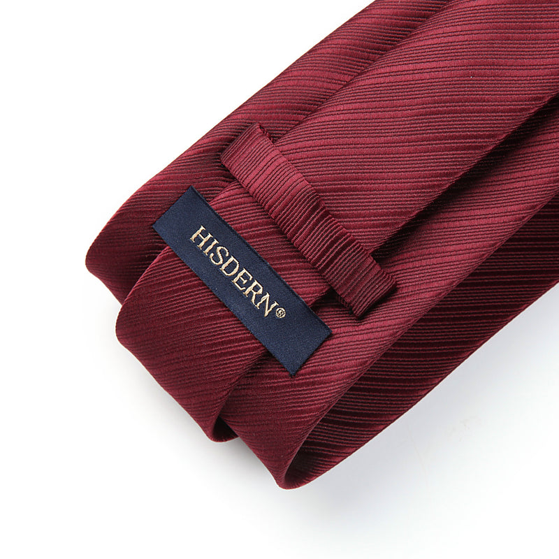 Stripe Tie Handkerchief Set - 01 BURGUNDY 2