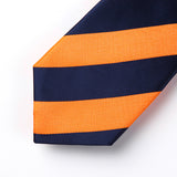 Stripe Tie Handkerchief Set - S-ORANGE