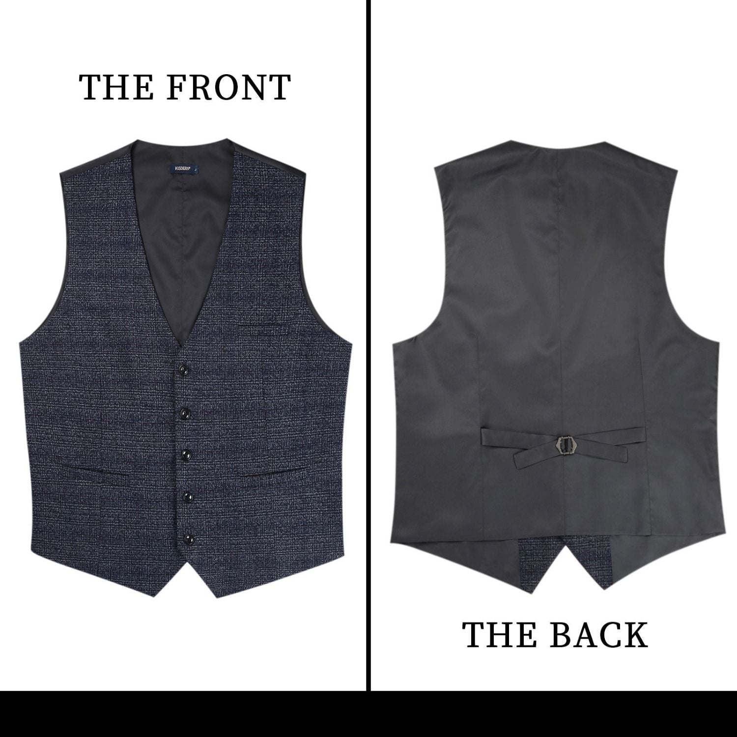 Plaid Slim Vest Navy Blue