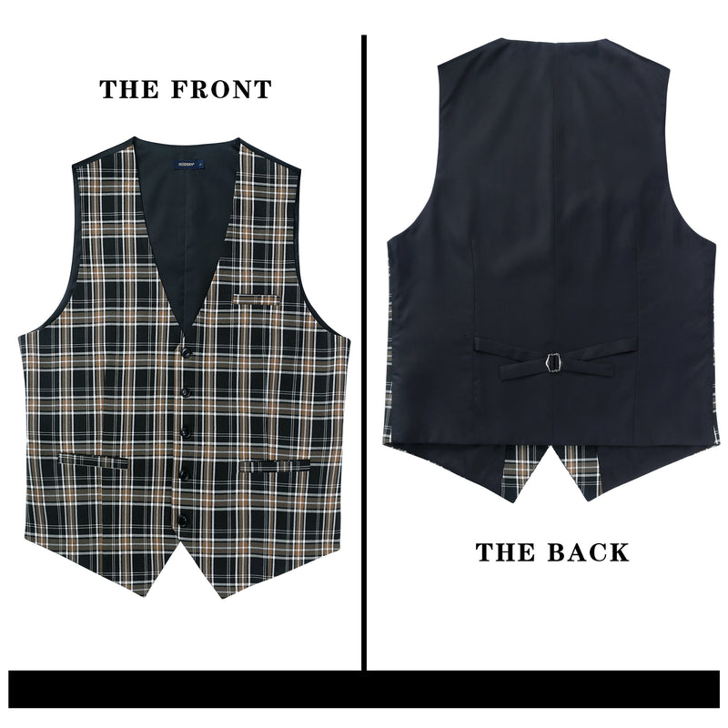 Plaid Slim Vest - B3-BROWN/BLACK