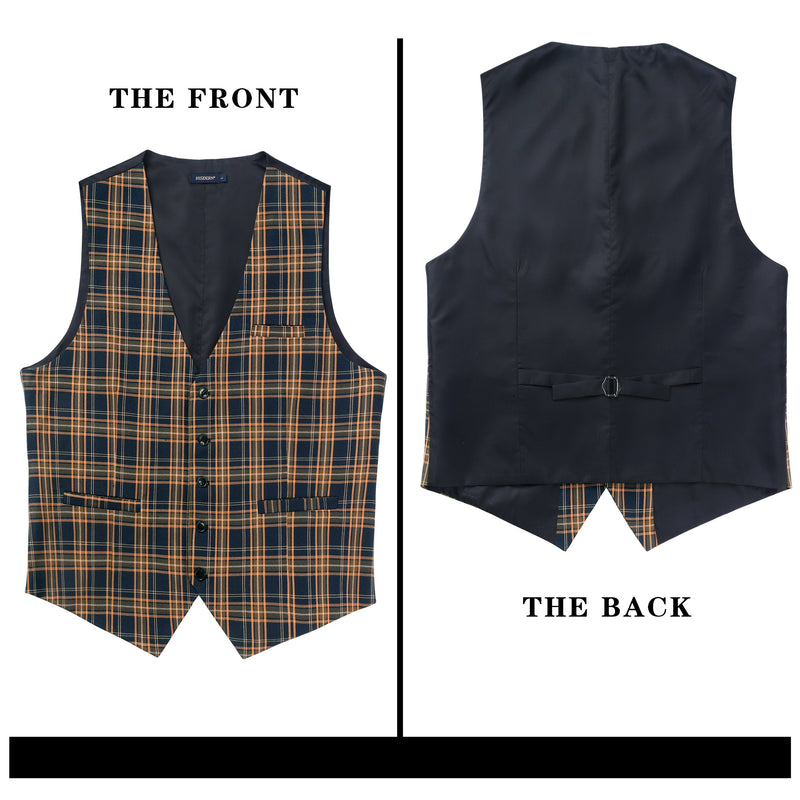 Plaid Slim Vest - B2-BROWN/BLUE