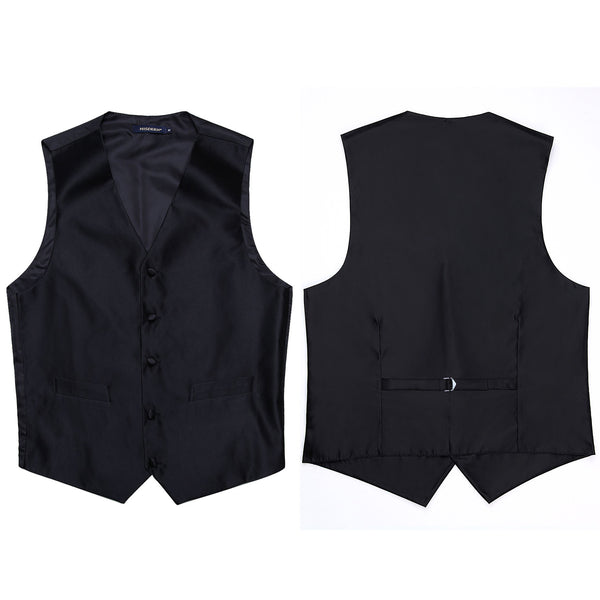 Solid 3Pc Suit Vest Set Black