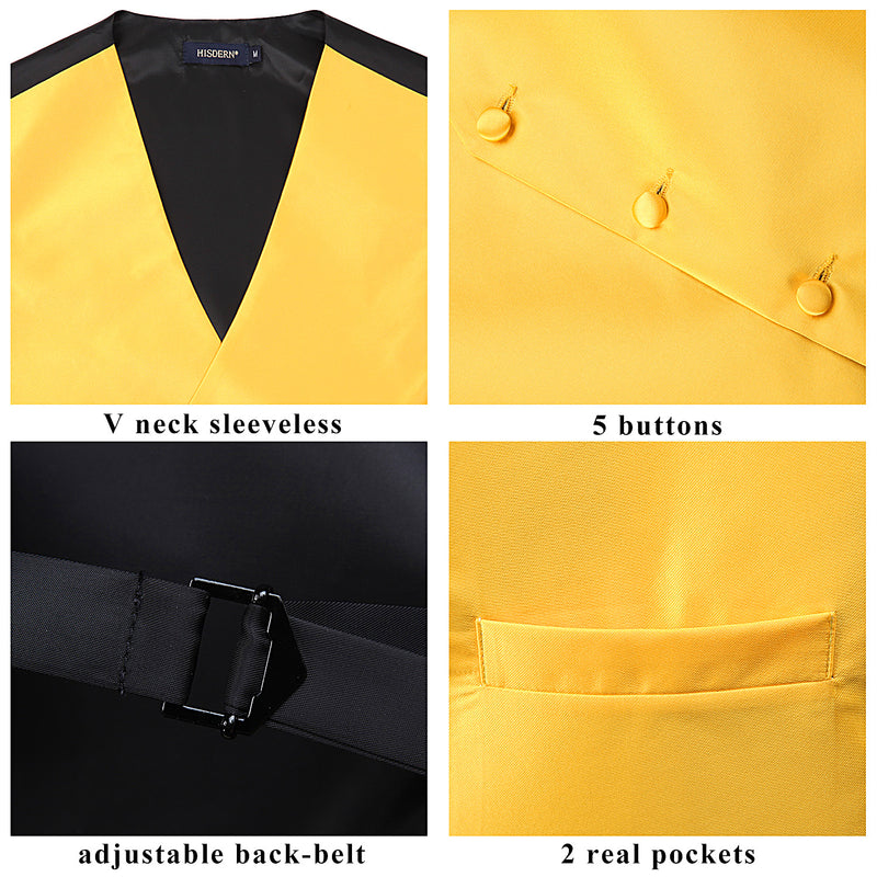 Solid 3pc Suit Vest Set - YELLOW