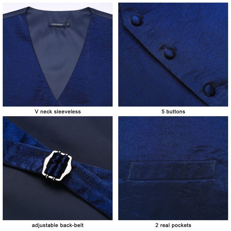 Paisley Floral 3pc Suit Vest Set - BLUE-NEW