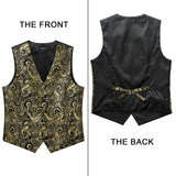 Paisley Floral 3pc Suit Vest Set - GOLD/BLACK