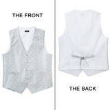 Paisley Floral 3pc Suit Vest Set - WHITE-NEW