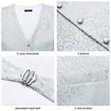 Paisley Floral 3pc Suit Vest Set - WHITE-NEW