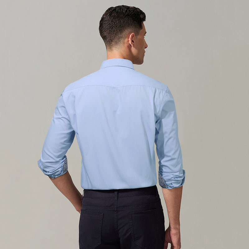 Casual Formal Shirt With Pocket Light Blue Grey