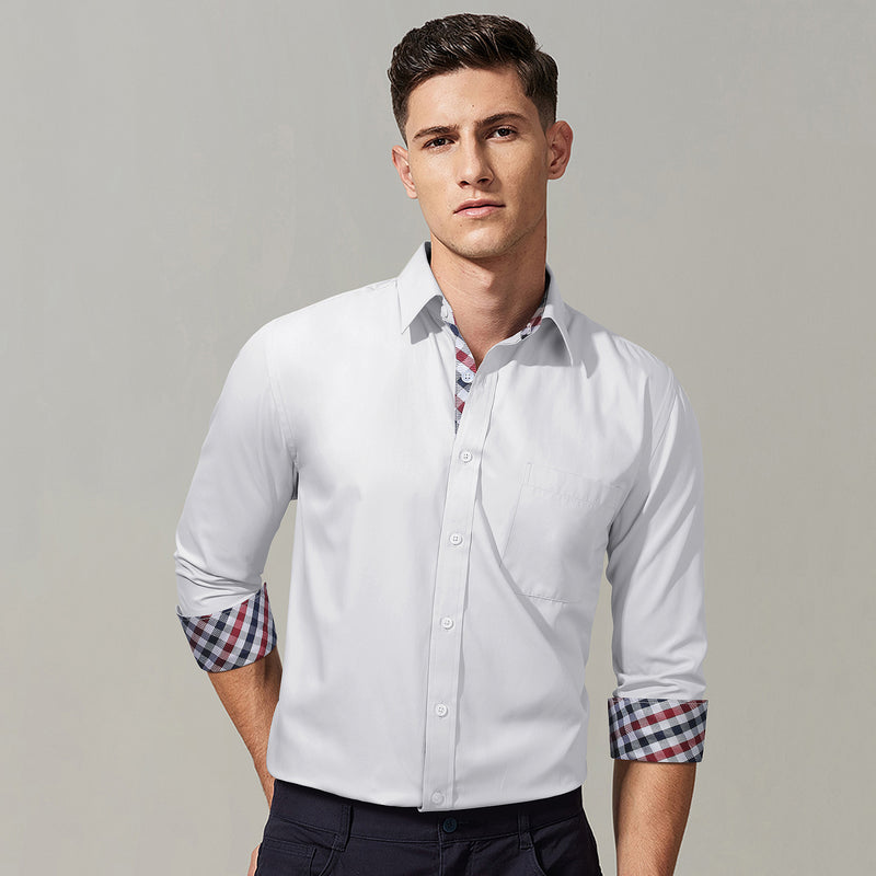Casual Formal Shirt With Pocket White Red