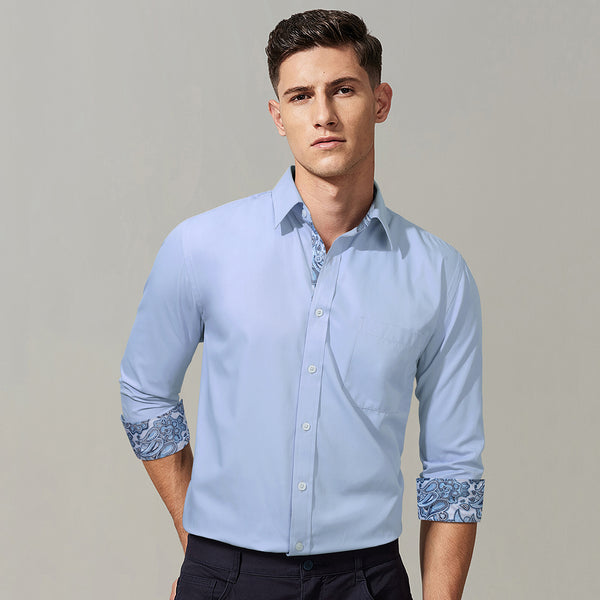 Casual Formal Shirt With Pocket Light Blue