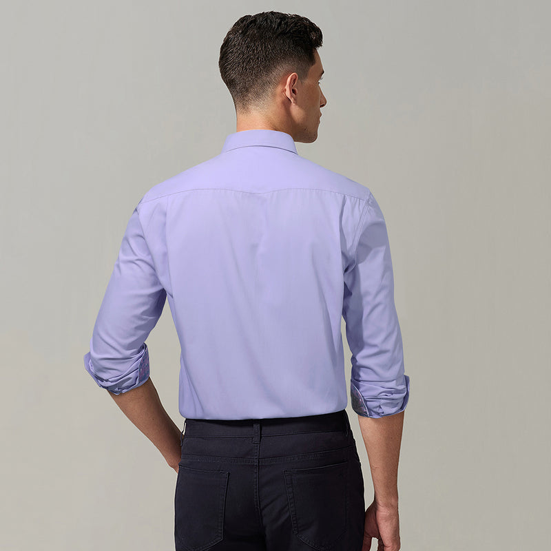 Casual Formal Shirt With Pocket Purple Pink