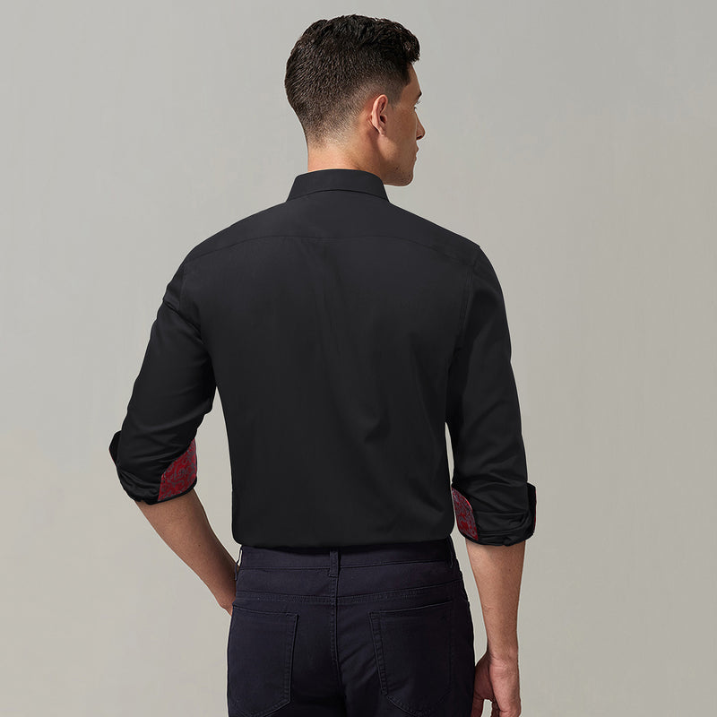 Casual Formal Shirt With Pocket Black Red