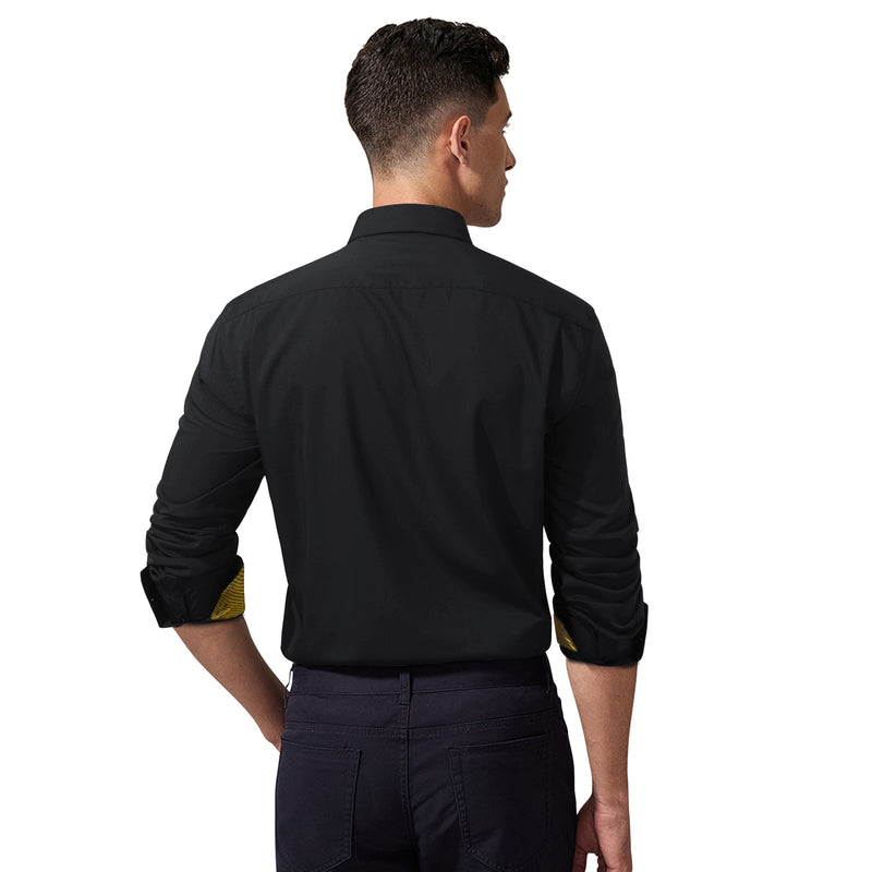 Casual Formal Shirt with Pocket - 03-BLACK/GOLD