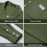 Casual Henley Shirt with Pocket - GREEN