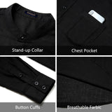 Casual Henley Shirt with Pocket - BLACK