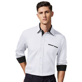 Casual Formal Shirt with Pocket - WHITE/BLACK