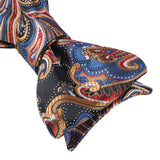 Paisley Floral Bow Tie & Pocket Square - A-BLUE/ORANGE