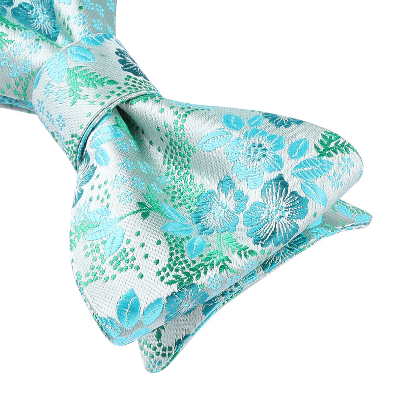 Floral Bow Tie & Pocket Square - AQUA/GREEN