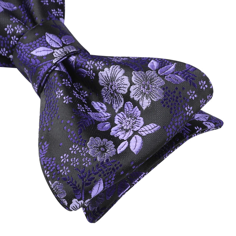 Paisley Floral Bow Tie & Pocket Square - A-PURPLE/LAVENDER